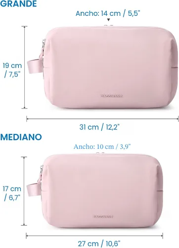 Miniatura 6 de Bolsa de aseo Bagsmart para hombres, organizador de artículos de viaje, kit Dopp resistente al agua, bolsa de afeitado para accesorios de aseo, Beige