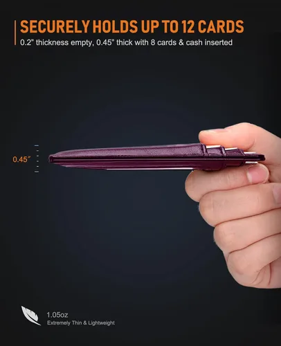 Miniatura 5 de Buffway - Billetera delgada minimalista de cuero con protección RFID para hombre y mujer