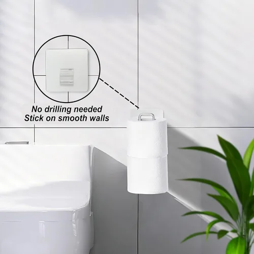 Miniatura 3 de Soporte de papel higiénico con almacenamiento extra de 4 rollos de papel higiénico, soporte de pared sobre el tanque, soporte de papel higiénico