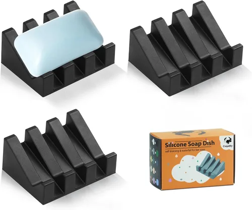 Miniatura 37 de Jabonera Autodrenante con Soporte, Jabonera de Silicona, para Baño, Cocina, Esponjas, Puede Extender la Vida del Jabón, Mantiene las Barras de Jabón