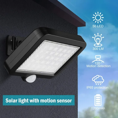 Miniatura 5 de MPJ Luz solar para exteriores, 56 luces LED solares exteriores con detector de movimiento, IP65 impermeable, ángulo de iluminación de 120°, luz
