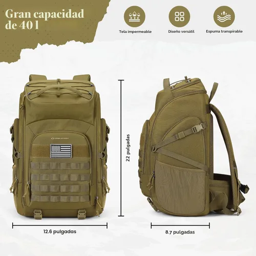 Miniatura 4 de Maelstrom Mochila táctica para hombre, resistente al agua, mochila militar de 40 L, para senderismo, campamento, gimnasio con sistema Molle, 15,6