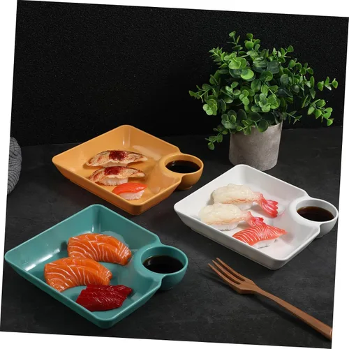 Miniatura 2 de Housoutil Bandeja cuadrada para papas fritas con asas resistentes para aperitivos decorativos para servir alimentos