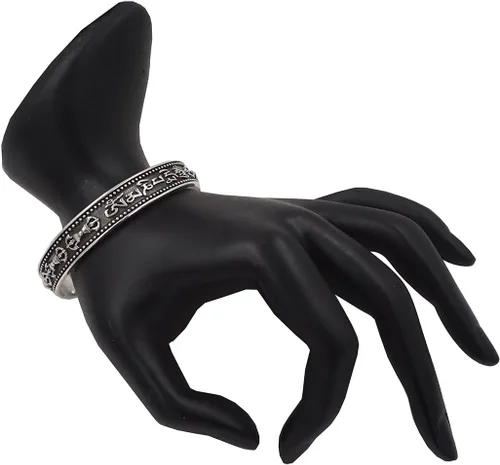 Miniatura 5 de DharmaObjects Pulsera Dorji grande de plata de ley 92.5 maciza Om Mani Padme Compassion Dorji, Metal