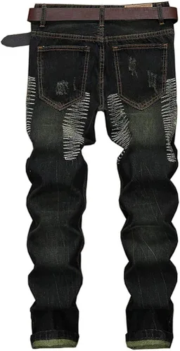 Miniatura 2 de IDEALSANXUN Pantalones de mezclilla ajustados para hombre con estampado impreso