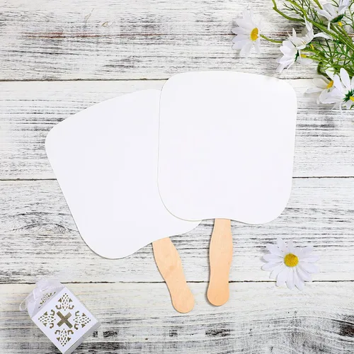 Miniatura 5 de Church Fans - Juego de mano incluye cartulina en blanco, palos de madera ondulada, cinta de doble cara, mango de abanico, palos de manualidades