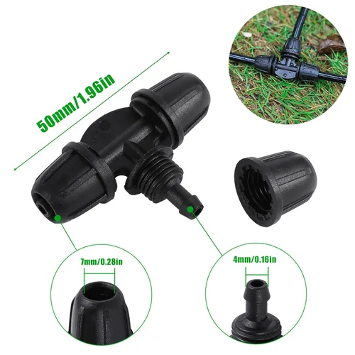 Miniatura 6 de Pulverizadores de emisores de riego por goteo para tubo de 1/4 de pulgada, rociador de flujo de agua ajustable de 360 grados en estaca de flecha