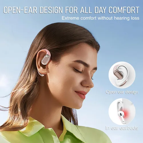 Miniatura 2 de TUINYO Auriculares inalámbricos con ganchos para la oreja, resistentes al agua IPX5, conexión Bluetooth estable de un paso con larga transmisión, 40