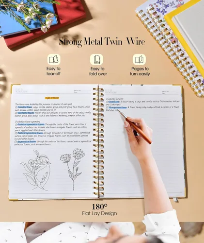 Miniatura 6 de Cuaderno estético en espiral para mujer, 200 páginas, cuadernos rayados de 8.5 x 11 pulgadas, diarios en espiral grandes de tapa dura A4 con papel