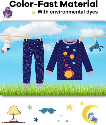 Miniatura 7 de DAUGHTER QUEEN Pijama de manga larga para niños, talla 18 meses-12 años