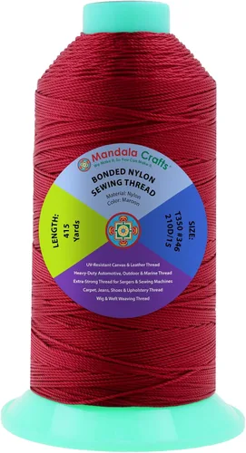 Miniatura 300 de Mandala Crafts - Hilo de nailon para coser cuero, tapicería, mezclilla y para trenzar el pelo; resistente, 1500 yardas, tamaño 69 T70 Marrón