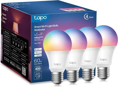 Miniatura 11 de Tapo TP-Link - Bombillas inteligentes, 16M colores RGBW, regulables, configuración sin frustraciones de Alexa, A19, equivalente a 60W, CRI>90 de 800