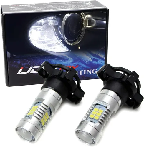 iJDMTOY Bombillas LED de xenón blanco sin errores 21-SMD PY24W 5200s compatibles con luces direccionales delanteras BMW, compatibles con BMW E90/E92