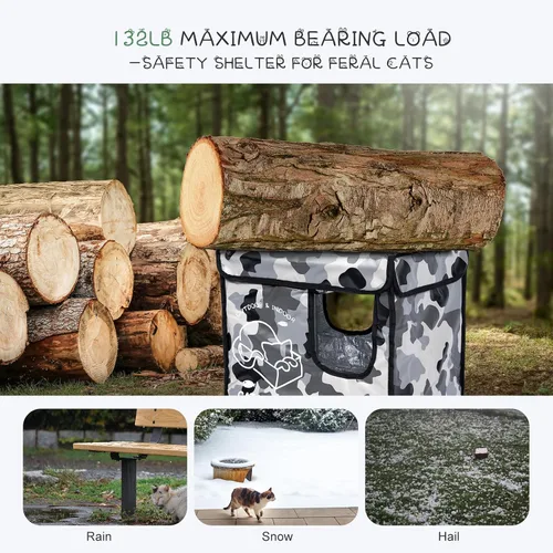 Miniatura 5 de Casa indestructible para gatos al aire libre con puerta de escape de dos caras, aislada y 100% impermeable, exterior resistente a la intemperie