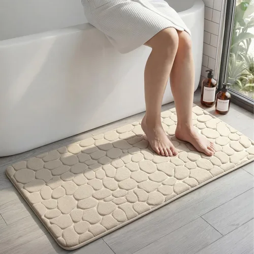 Miniatura 27 de YIHOUSE - Alfombra de espuma viscoelástica para pasillo, alfombras de baño con patrón de adoquín, superabsorbentes, alfombras de baño lavables a