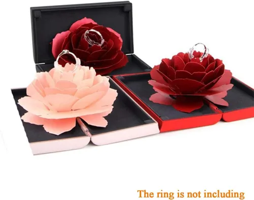 Miniatura 8 de Caja de anillos de compromiso, caja de anillos de rosa, soporte de almacenamiento de joyas sorpresa para mujer como propuesta de compromiso, anillo