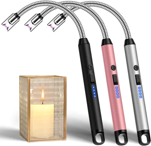 Miniatura 18 de LcFun - Encendedor eléctrico impermeable, doble arco a prueba de viento, recargable por USB, sin llama, plasma para campamento, senderismo
