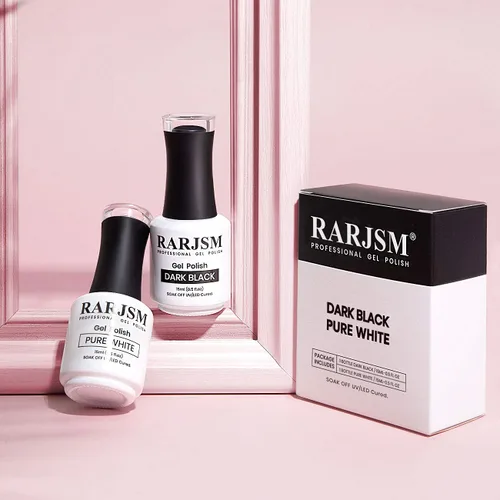 Miniatura 5 de RARJSM Esmalte de uñas de gel blanco y negro de 0.5 onzas líquidas, gran capacidad, secado por LED UV, requiere para salón de manicura francés