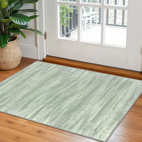 Miniatura 207 de KOZYFLY – Alfombra de pasillo moderna y lavable de diseño abstracto verde, 2 x 5 pies, antideslizante, suave y de pelo corto, ideal para cocina