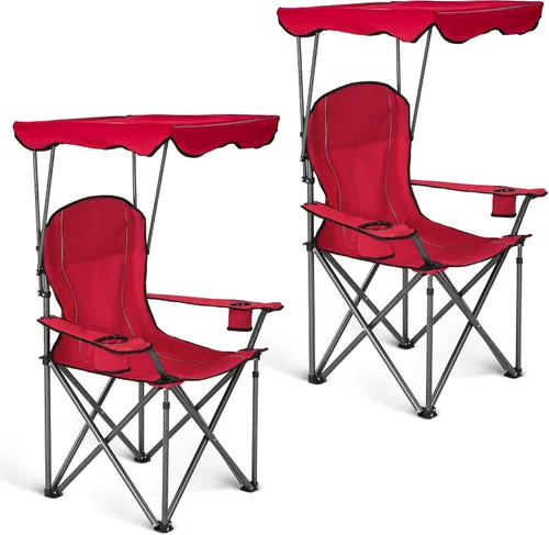 Miniatura 13 de ALPHA CAMP Silla de campamento con toldo resistente, capacidad de 350 libras, silla plegable de gran tamaño con parasol ajustable, silla portátil