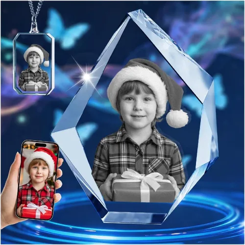 Miniatura 9 de Marco de fotos de cristal 3D personalizado grabado grabado personalizado impresiones de fotos de vidrio regalos de Navidad cubos de fotos gran