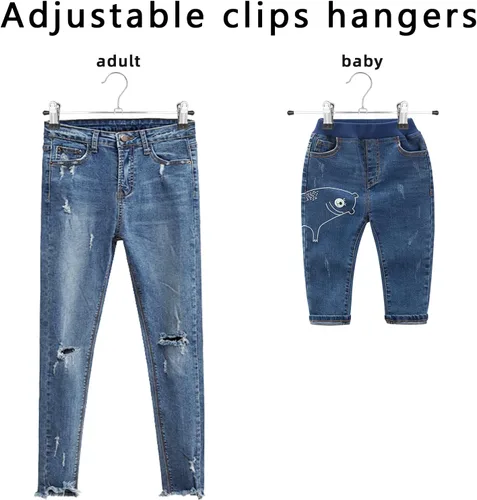Miniatura 4 de GoodtoU Perchas para pantalones, paquete de 30 perchas para faldas con clips, ganchos de metal para pantalones, clips para hombres, mujeres, niños