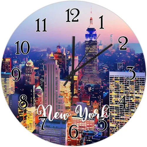 Miniatura 15 de Reloj de pared decorativo de madera de la ciudad de Estados Unidos, Nueva York, Ciudades en los Estados de Nueva York, relojes de regalo