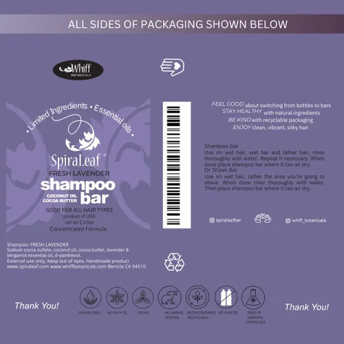 Miniatura 6 de Spiraleaf Barra de champú y afeitado, aceites esenciales, ingredientes limitados, fórmula concentrada, fabricada en Estados Unidos (lavanda fresca)
