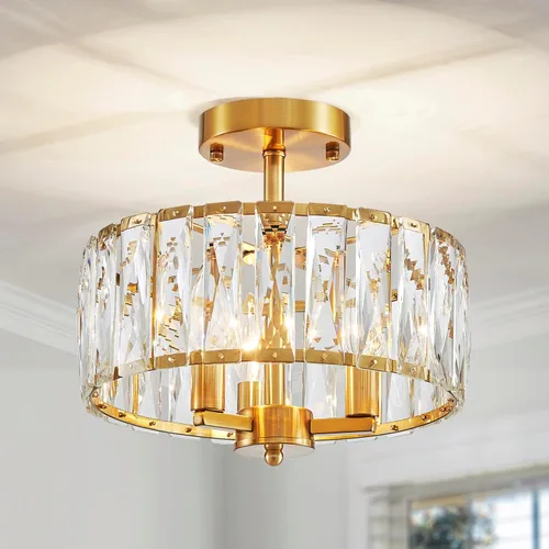 Miniatura 10 de AGV LIGHTING CL003F - Lámpara de techo de cristal K9, moderna lámpara de techo semiempotrada, perfecta para sala de estar, dormitorio, comedor, D13