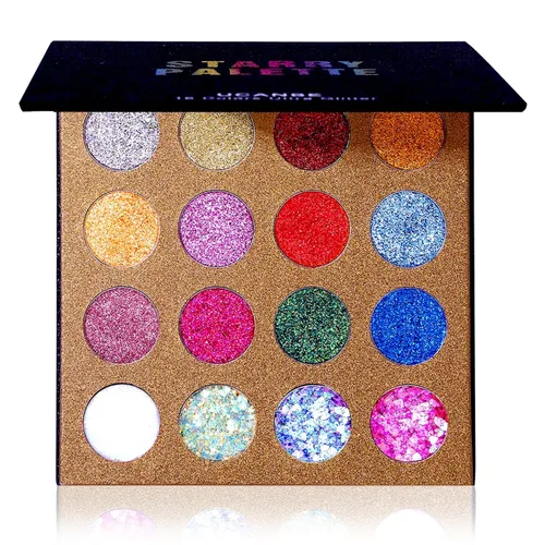 Miniatura 8 de UCANBE Paleta de Maquillaje de Sombra de Ojos con Purpurina - 12 Purpurina Gruesa y Fina Prensada para Rostro y Cuerpo + 4 Sombra de Ojos en Polvo