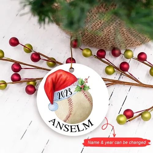 Miniatura 2 de Adorno de Navidad de béisbol para niños, adorno de Navidad personalizado, adorno de jugador de béisbol, adornos para árbol de Navidad 2024, regalo