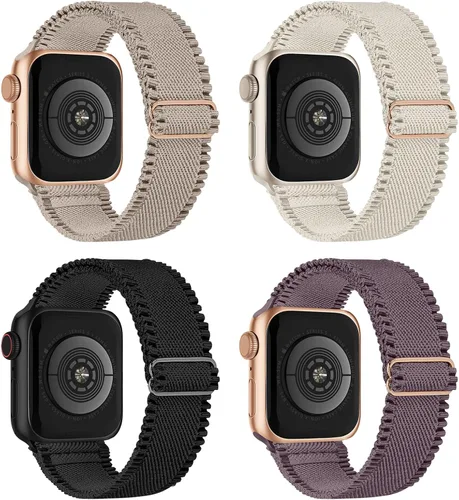 Miniatura 17 de Paquete de 4 correas elásticas Solo Loop compatibles con Apple Watch de 1.496 pulgadas, 1.575 pulgadas, 1.614 pulgadas, 1.654 pulgadas, 1.732