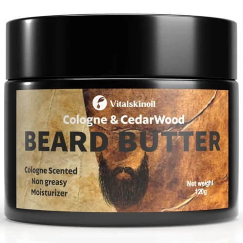 Mantequilla para barba para hombres, humectante acondicionador no graso con aroma a colonia y madera de cedro, 4.23 onzas