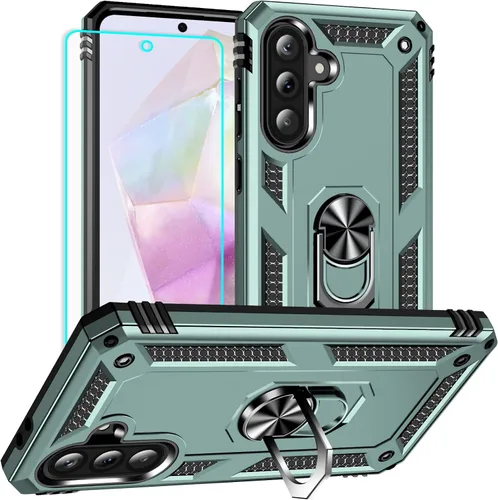 Miniatura 14 de Yiakeng Funda para Galaxy A32 5G, Samsung A32 5G, fundas protectoras de grado militar con anillo para Samsung Galaxy A32 5G (verde militar)