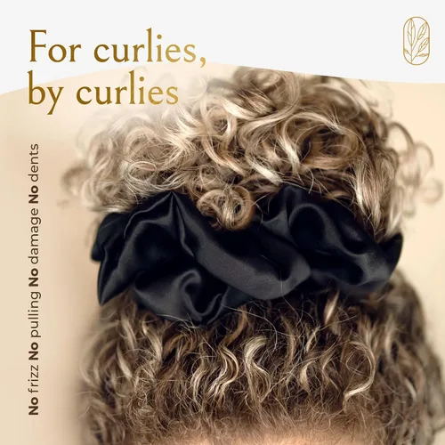 Miniatura 4 de Coleteros de seda para mujeres con moño – Coleteros de seda de morera extragrandes – Coleteros sin daños extra grandes para cabello rizado, grueso