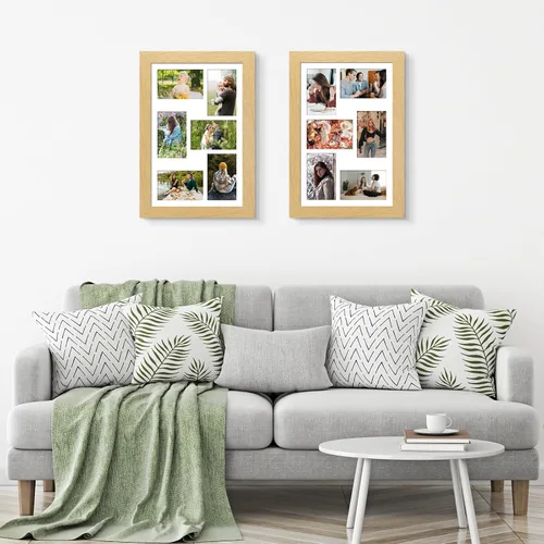 Miniatura 616 de Marcos de Fotos Collage de 13.5X15.5 con 7 Aberturas para Fotos de 4X6, Marco de Fotos Múltiples con Paspartú para Decoración de Pared, Grano