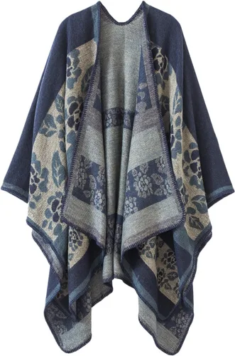 Miniatura 231 de Urban CoCo Poncho de colores para mujer, chal con frente abierto, color en bloques