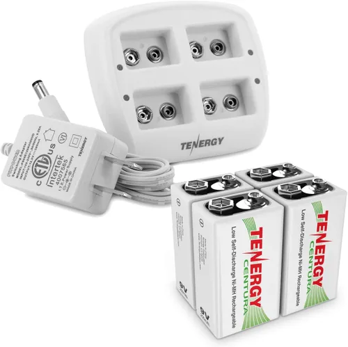 Miniatura 9 de Tenergy TN136 Cargador inteligente de 4 bahías 9V con 4 piezas 9V Tenergy Centura (baja autodescarga) NiMH 200mah baterías recargables