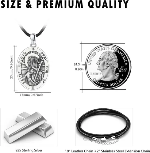 Miniatura 381 de Collar de plata de ley 925 con medalla de San Patrón, colgante de protección católica, amuleto, joyería religiosa para hombres y mujeres