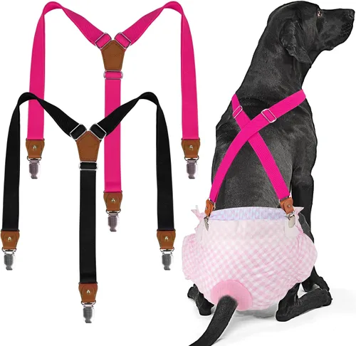 Miniatura 11 de Pet Soft Tirantes para perro, 2 piezas, tirantes para pañales para perros, falda para perros, vestido para perrito (café y borgoña, XS/S)