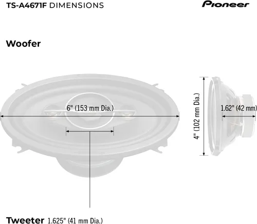 Miniatura 7 de Pioneer A-Series Estándar TS-A4671F Altavoces de 4 vías de 4" x 6" (Par) – 210W Máximo, Sonido Equilibrado + Agudos Suaves, Graves Mejorados