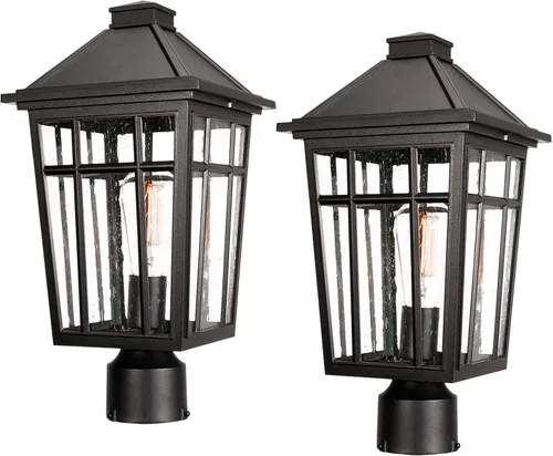 Miniatura 14 de Darkaway Luces de Poste para Exteriores Accesorio de Luz de Poste de Lámpara, Carcasa de Aluminio Impermeable con Vidrio de Efecto Ondas de Agua