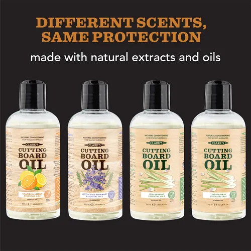Miniatura 7 de CLARK'S Aceite mineral para tabla de cortar, aceite mineral de grado alimenticio enriquecido con extractos de naranja y limón, penetra profundamente