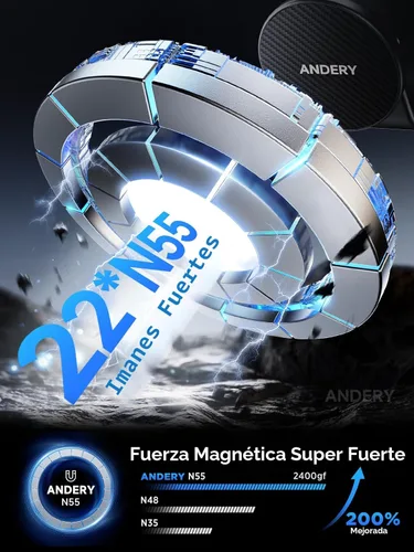 Miniatura 5 de ANDERY Soporte de teléfono para automóvil MagSafe [brazo de aleación de memoria ajustable de 360° 2400 gf de potencia magnética más fuerte]
