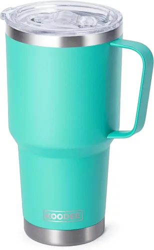 Miniatura 32 de Koodee - Vaso delgado de acero inoxidable de 20 onzas (4 unidades) aislado con doble pared, vaso de agua con 4 tapas, 4 popotes y 2 cepillos