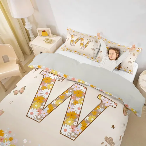 Miniatura 23 de Erosebridal Groovy - Juego de ropa de cama con inicial B de flores de los años 60S y 70S, funda de edredón floral vintage, juego de cama retro