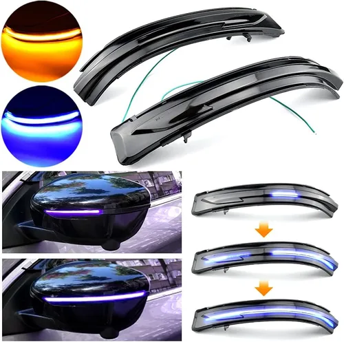 Miniatura 6 de Conjunto de 2 luces intermitentes dinámicas secuenciales LED intermitentes para espejo lateral compatible con Nis-san X-Trail T32 Ro-gue Qashqai J11