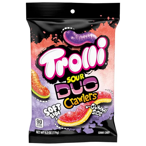 Trolli Sour Brite Duo Crawlers Candy, bolsa de 6.3 onzas
