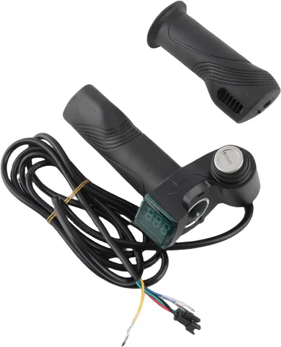 Miniatura 6 de Agarres eléctricos universales para manillar, 1 par de pantallas de voltaje de batería LCD impermeables con función de bloqueo para bicicleta