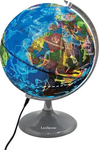 Miniatura 2 de Lexibook Planetario globo luminoso, STEM, globo 2 en 1 durante el día, mapa de constelación por la noche, azul/negro, NLJ185EN